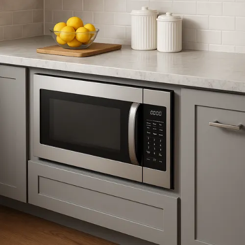 Os Melhores Lugares Para Colocar o Microondas Na Cozinha 1 Abaixo da bancada da cozinha