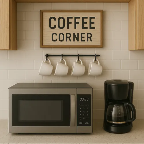 Os Melhores Lugares Para Colocar o Microondas Na Cozinha 6 No balcão de café